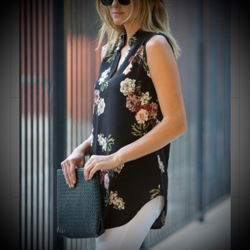 Black Floral Sleeveless Tunic